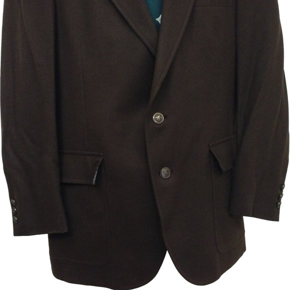 Vintage 80s Austin Reed USA-Made Wool Sport Coat -38R Heraldic Lion Brown Mended - Picture 5 of 9